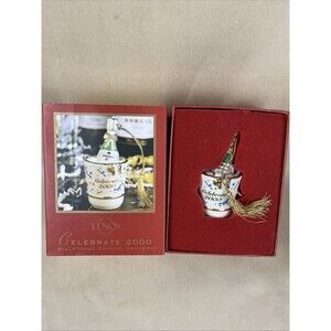 VTG NIB Lenox Celebrate 2000 Millennium Edition Ornament Champagne in Bucket $40